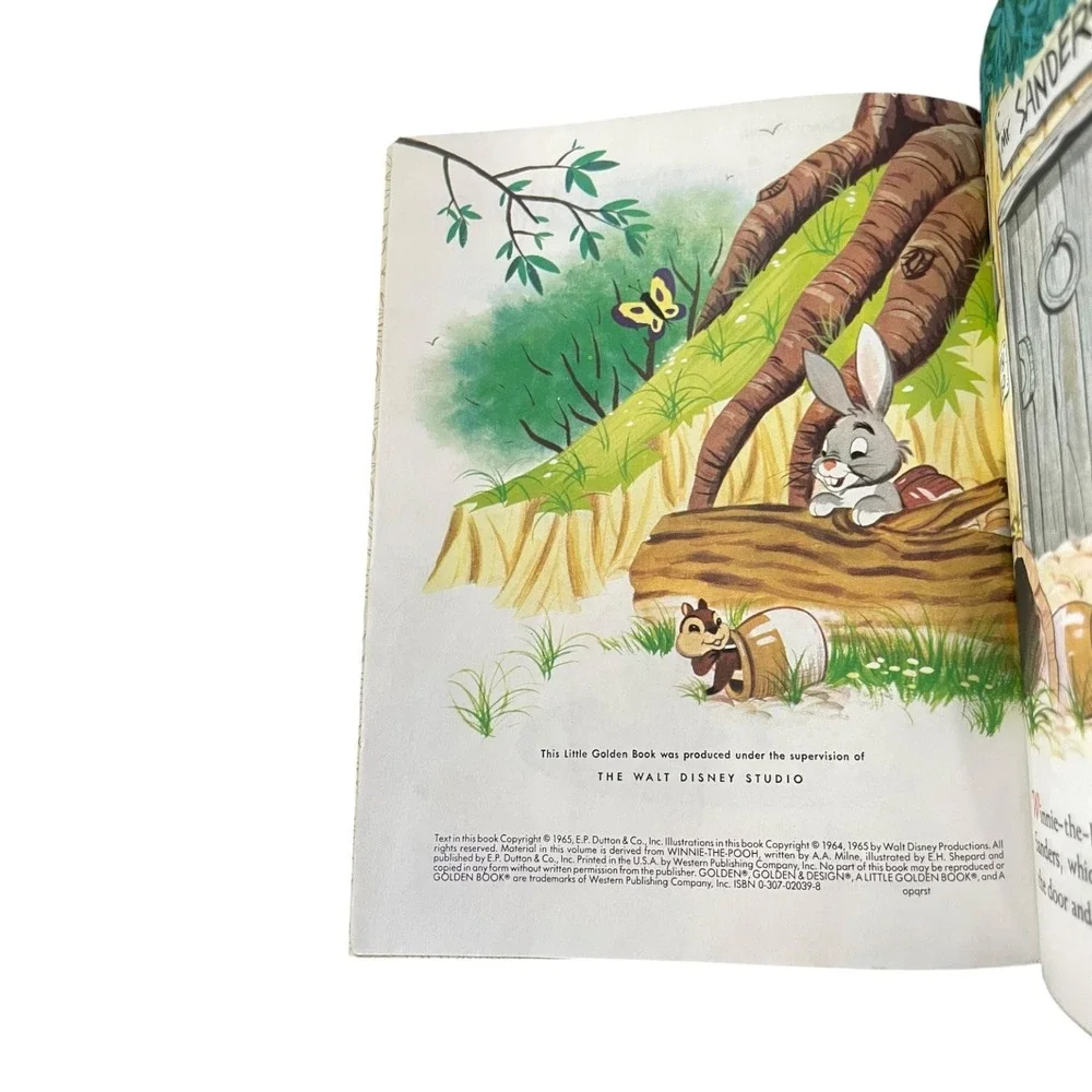 Walt Disney's Winnie the Pooh Meets Gopher Little Golden Book 1965 Vintage